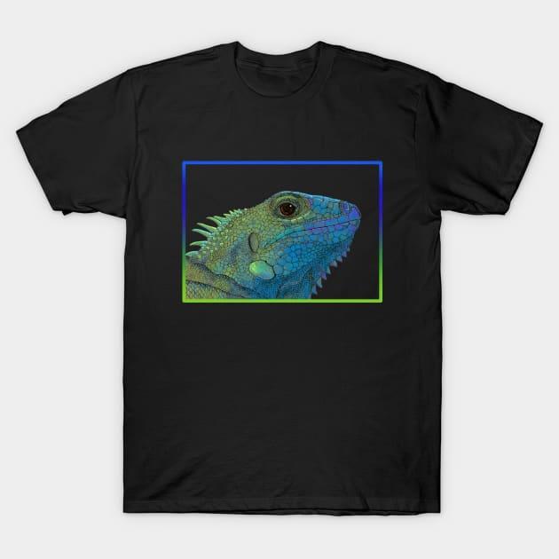 Blue-green Iguana T-Shirt by Lara Plume